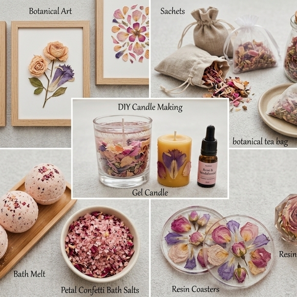 Hand-dried Black Ribbon on Floral Petal Arrangement - Picture 3 of 16